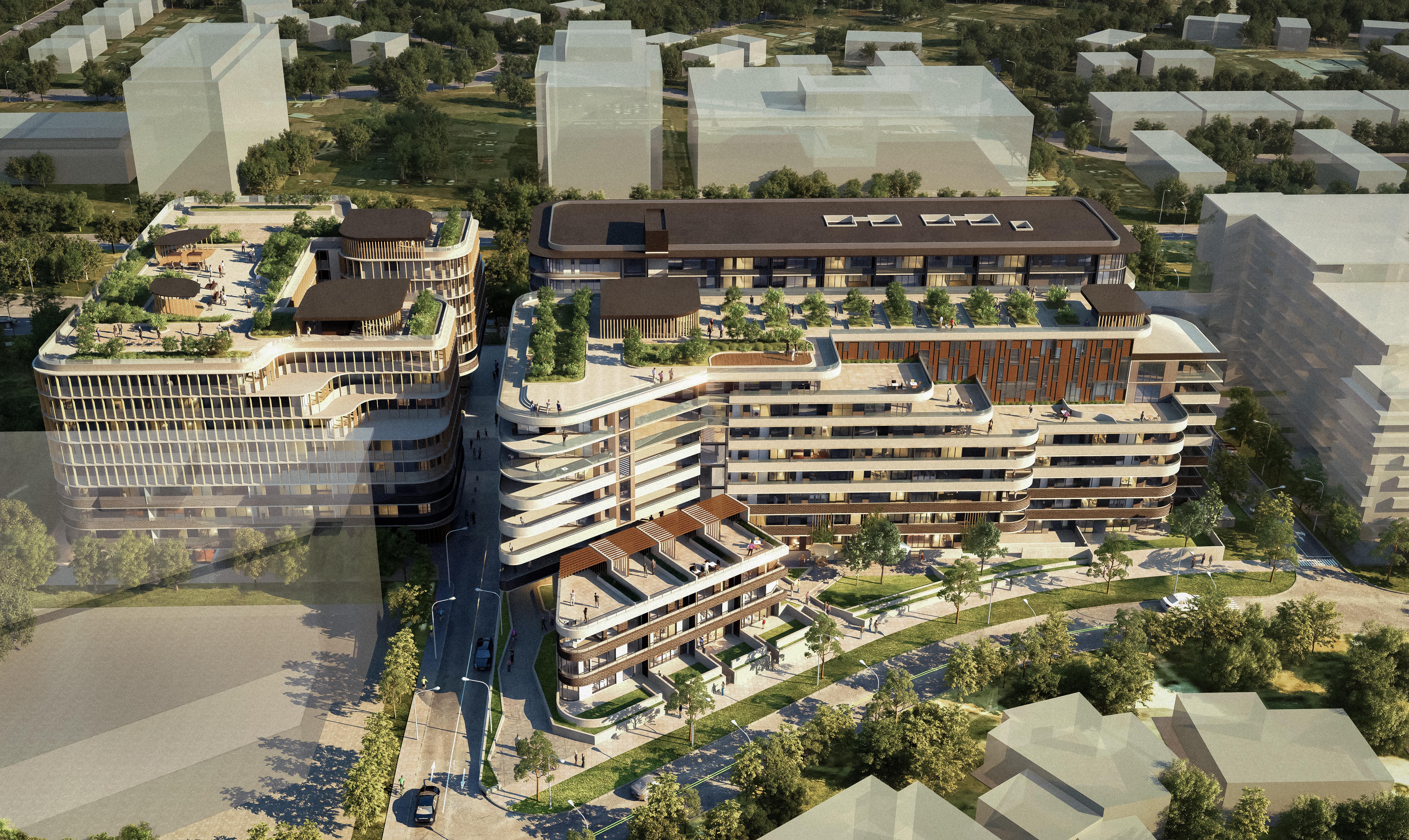 Hotel Pavilion Aerial, Northbourne Avenue, ACT, by Hyperspace Architecture