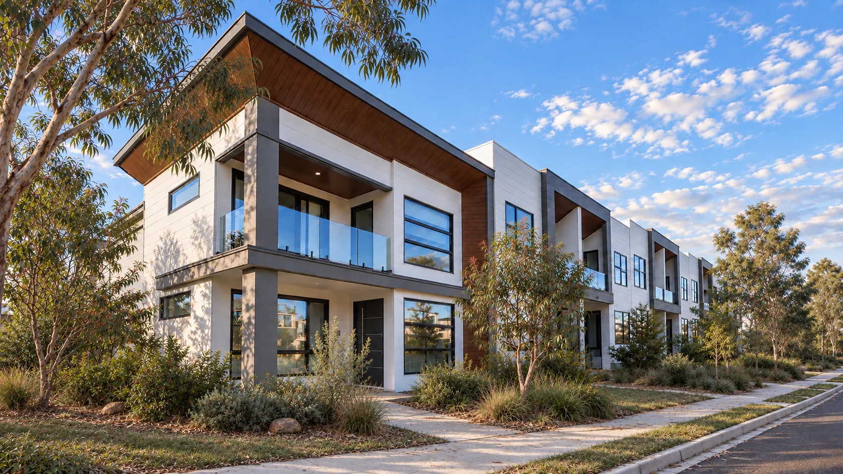 Whitlam 127 sustainable townhouse development in Whitlam, Canberra by Hyperspace Architecture